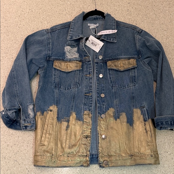 Denim and Gold Women's Jacket - Picture 3 of 6